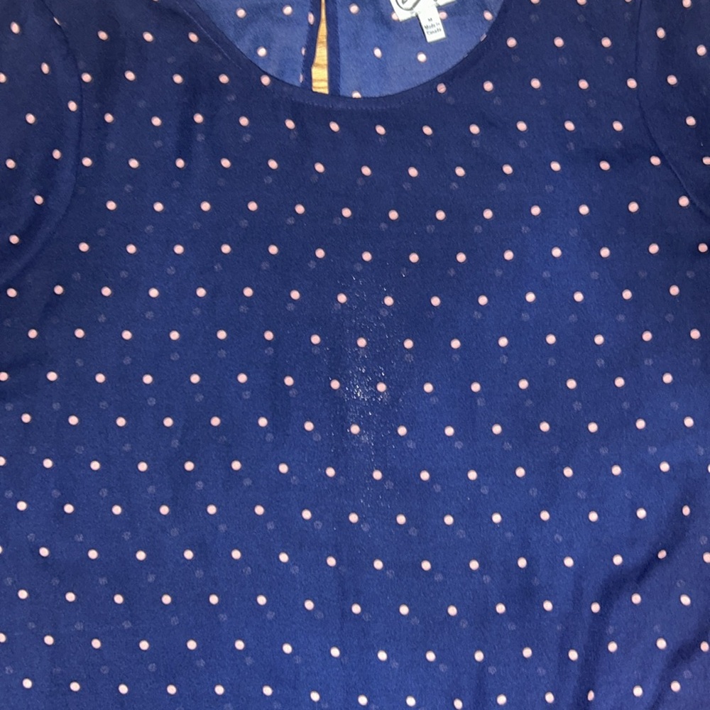 Como Vintage blouse size medium. Navy blue with pink polka dots. Great condition - Picture 4 of 6
